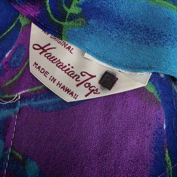 Vintage Hawaiian Togs Bark Cloth Maxi Dress Blue Purple - Picture 5 of 5